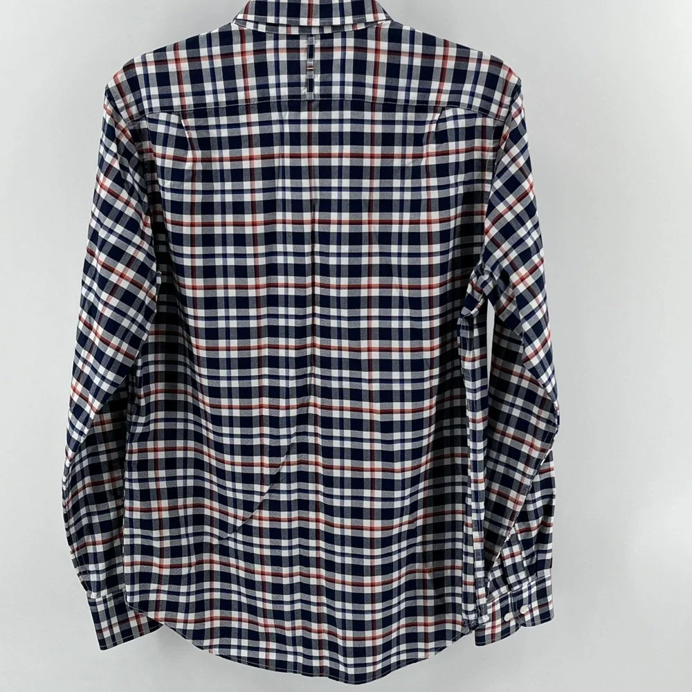 Banana Republic Oxford Shirt, Mens, S, Mythic Blue, Slim Fit Plaid 556799-00